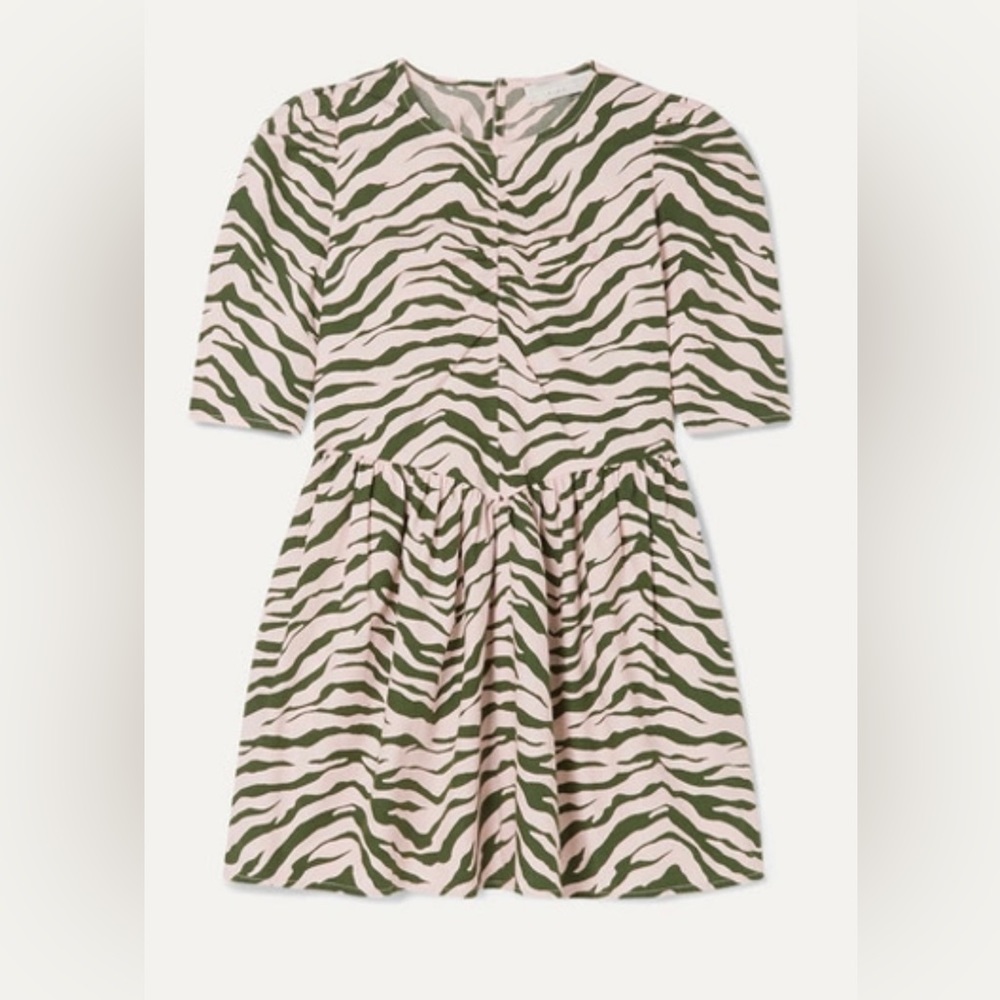 STELLA MCCARTNEY Kids' Ruched Zebra-print Cotton Dress. Girls Size 14. Pre-owned